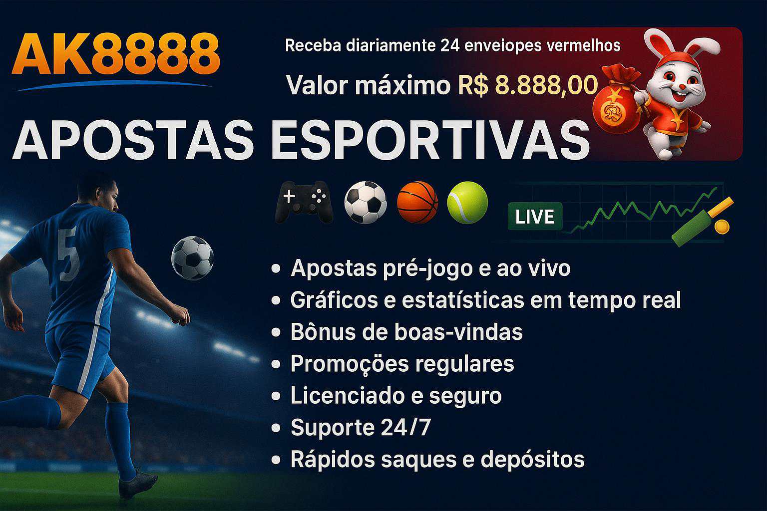 Apostas esportivas no cassino online AK8888